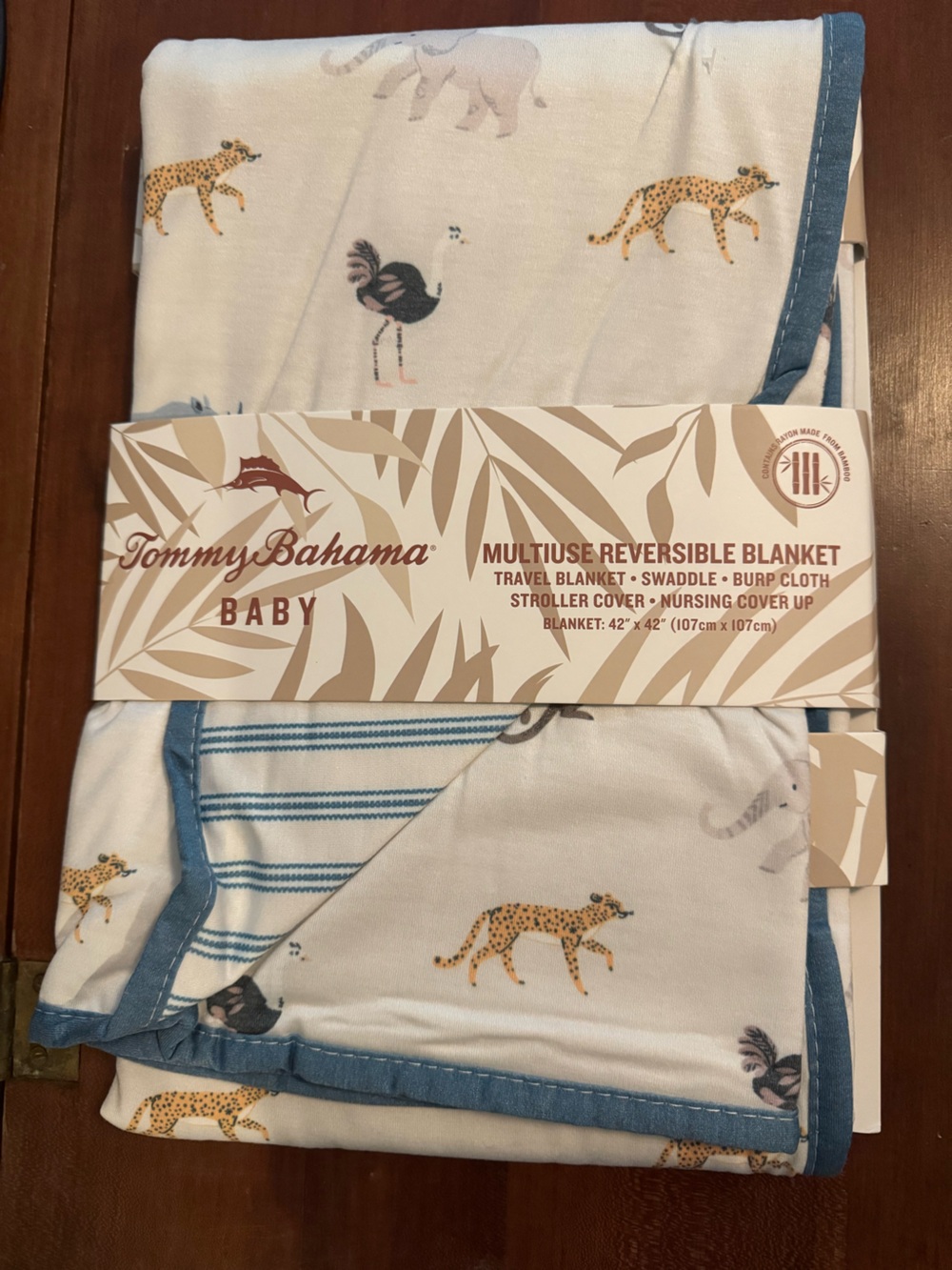 Tommy Bahama Baby Reversible Bamboo Blanket-Safari Theme